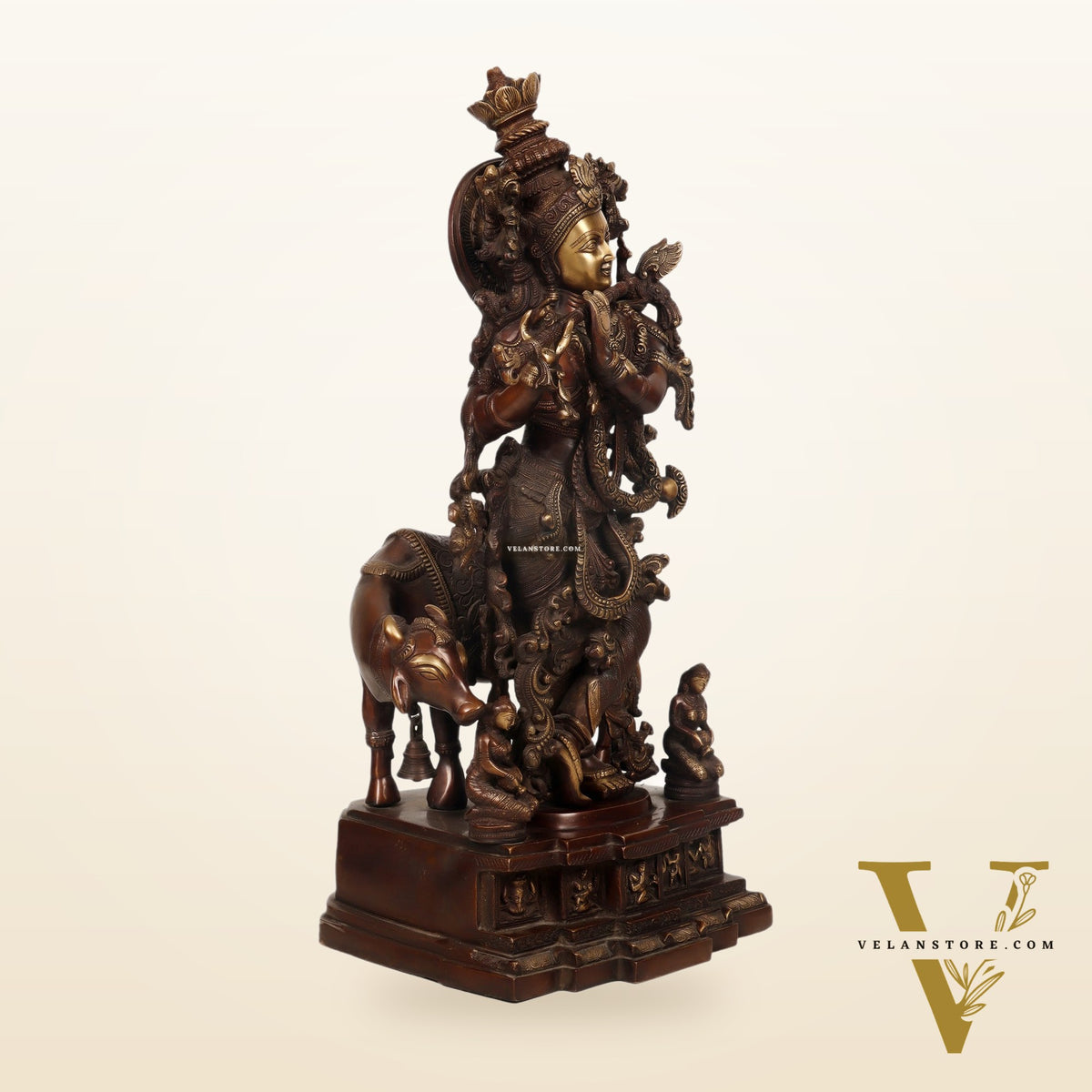 Krishna Brass Idol Divine Flute Playing Krishna 29 inch