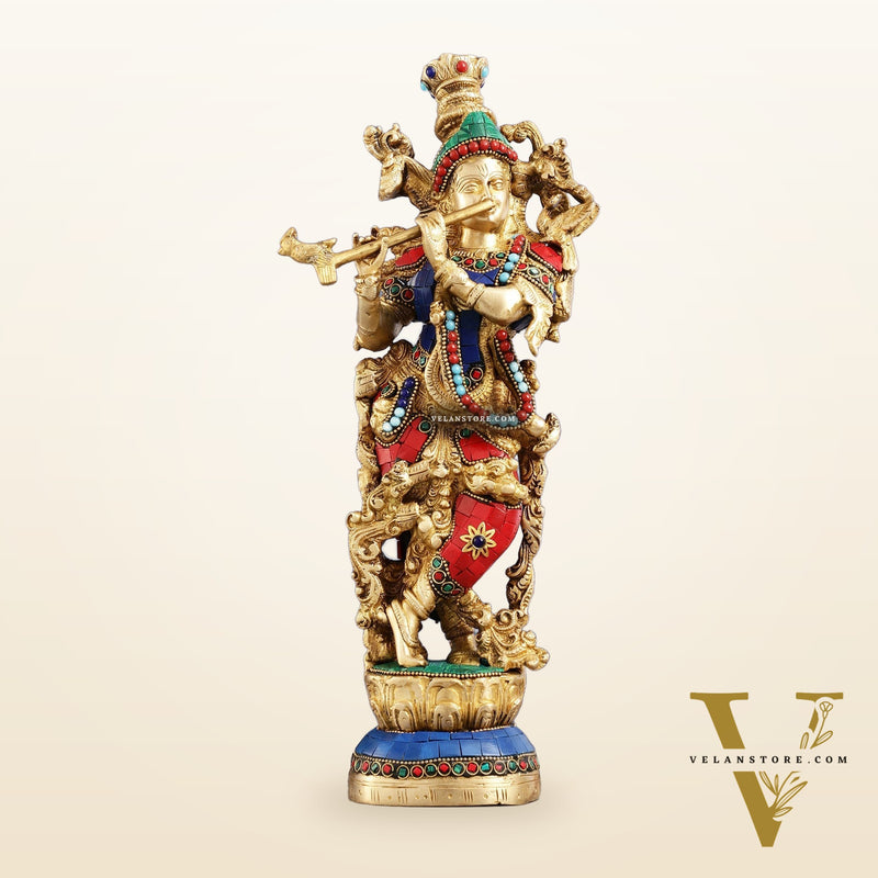 Krishna brass idol Divine Handcrafted Masterpiece | 14 inch