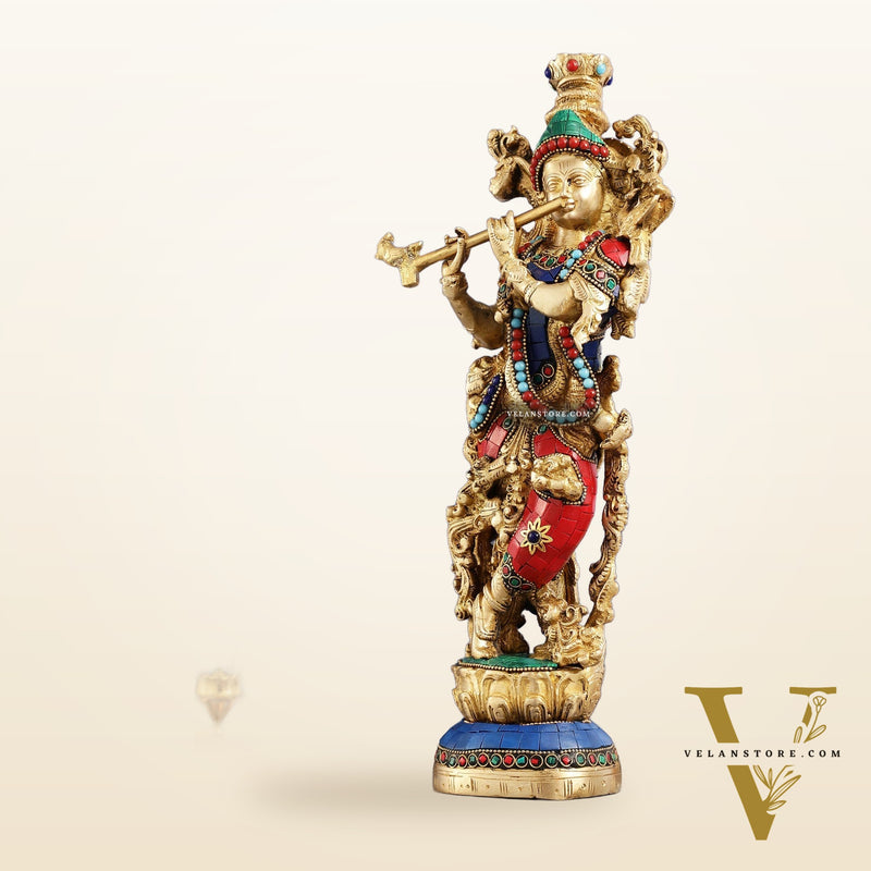 Krishna brass idol Divine Handcrafted Masterpiece | 14 inch