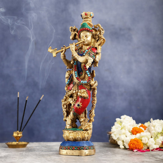 Krishna brass idol Divine Handcrafted Masterpiece | 14 inch