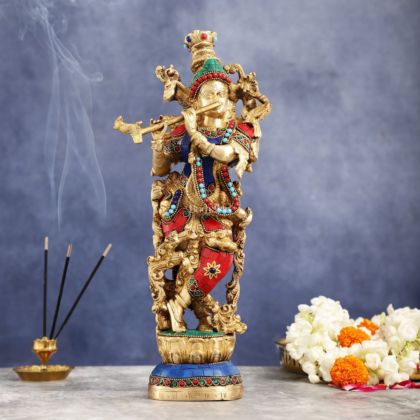 Krishna brass idol Divine Handcrafted Masterpiece | 14 inch