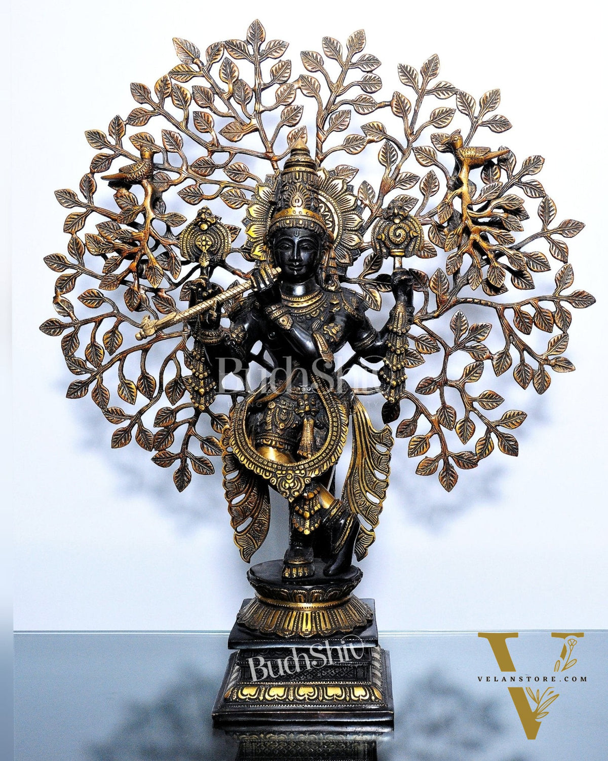 Krishna Brass idol Krishna with tree superfine brass statue 24 inches
