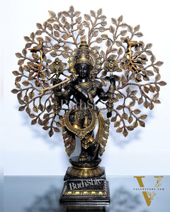 Krishna Brass idol Krishna with tree superfine brass statue 24 inches