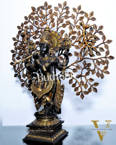 Krishna Brass idol Krishna with tree superfine brass statue 24 inches