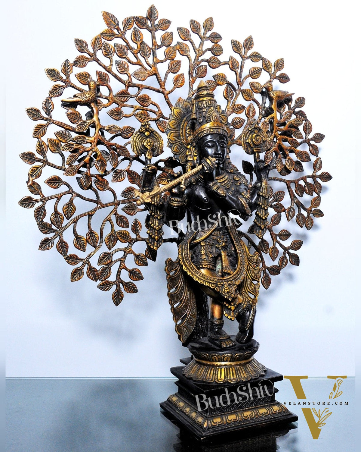 Krishna Brass idol Krishna with tree superfine brass statue 24 inches