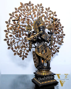 Krishna Brass idol Krishna with tree superfine brass statue 24 inches