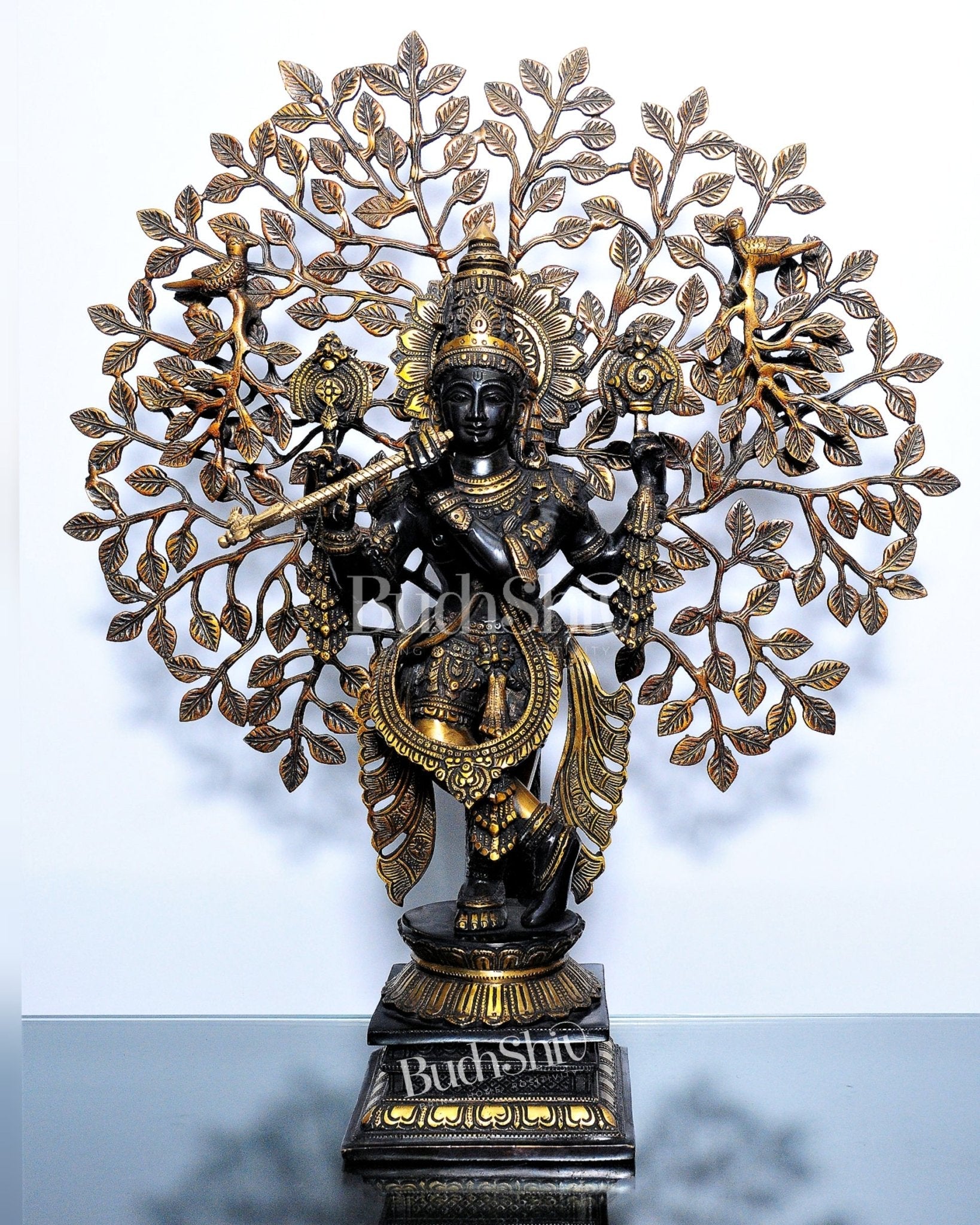 Krishna Brass idol Krishna with tree superfine brass statue 24 inches