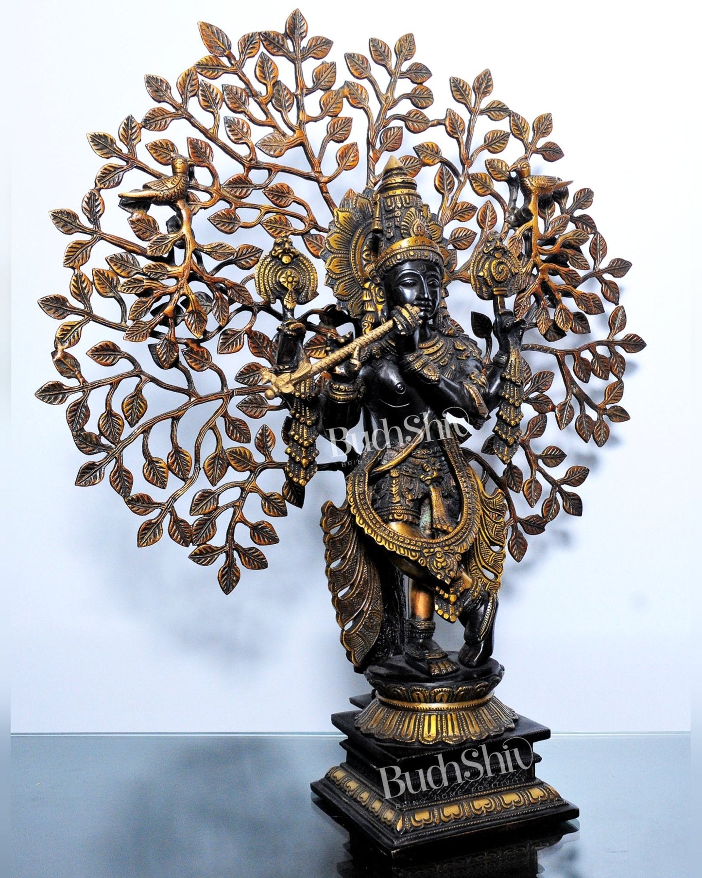 Krishna Brass idol Krishna with tree superfine brass statue 24 inches