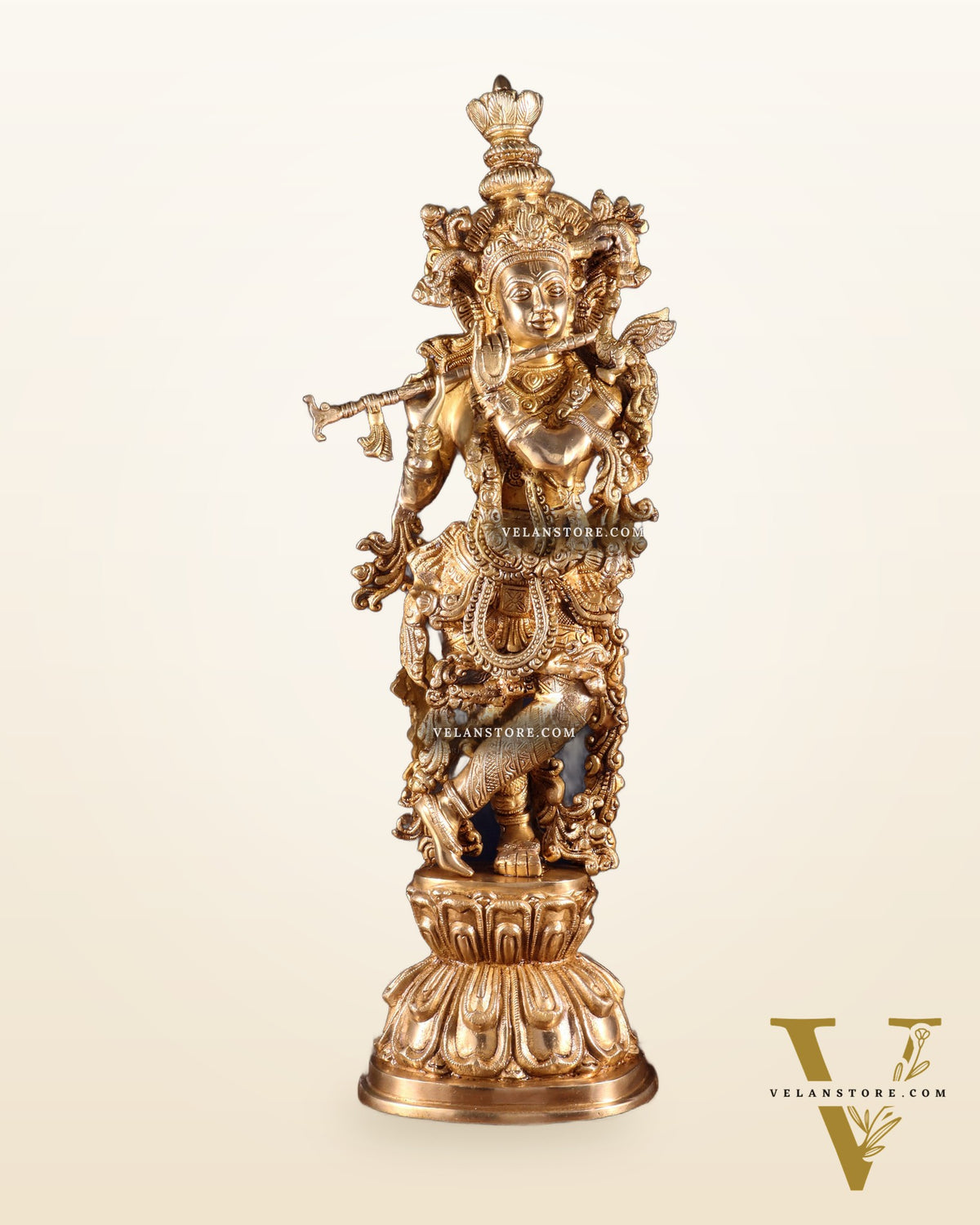 Krishna Brass Statue 25 inch glossy