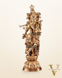 Krishna Brass Statue 25 inch glossy