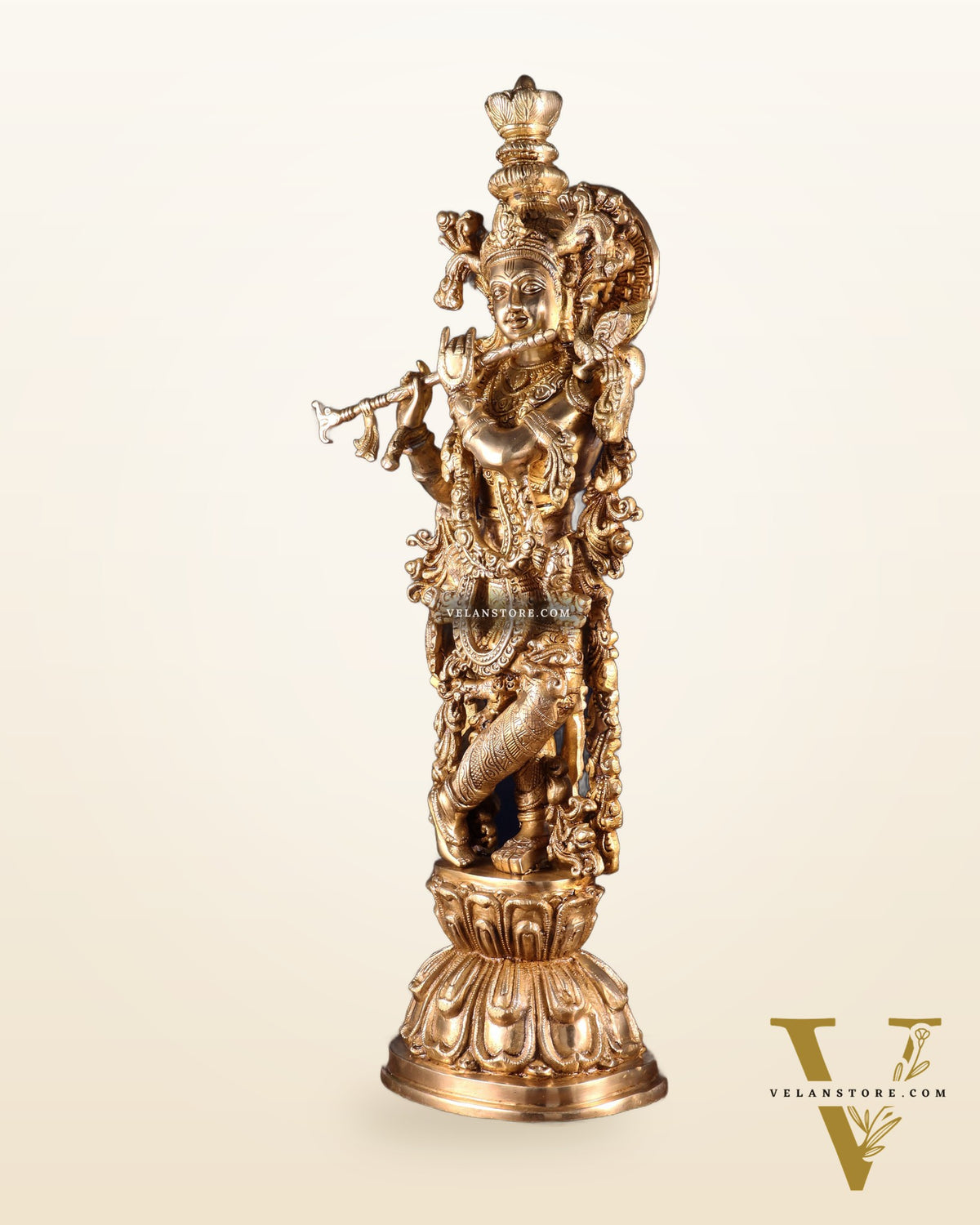 Krishna Brass Statue 25 inch glossy