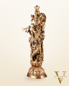 Krishna Brass Statue 25 inch glossy