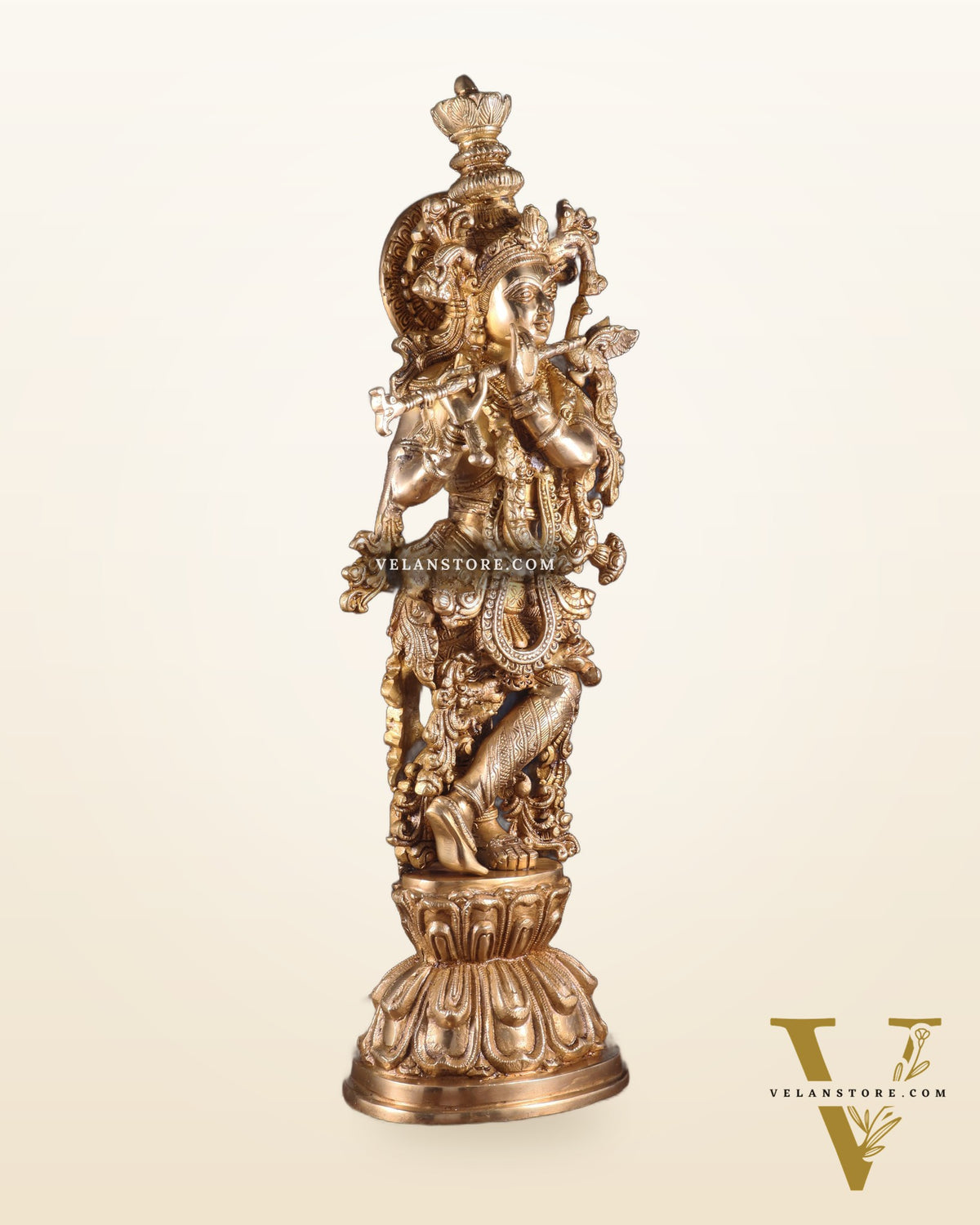 Krishna Brass Statue 25 inch glossy