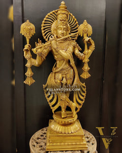 Krishna Charbhuja ( 4 arms ) Statue in Superfine Brass 31 inch