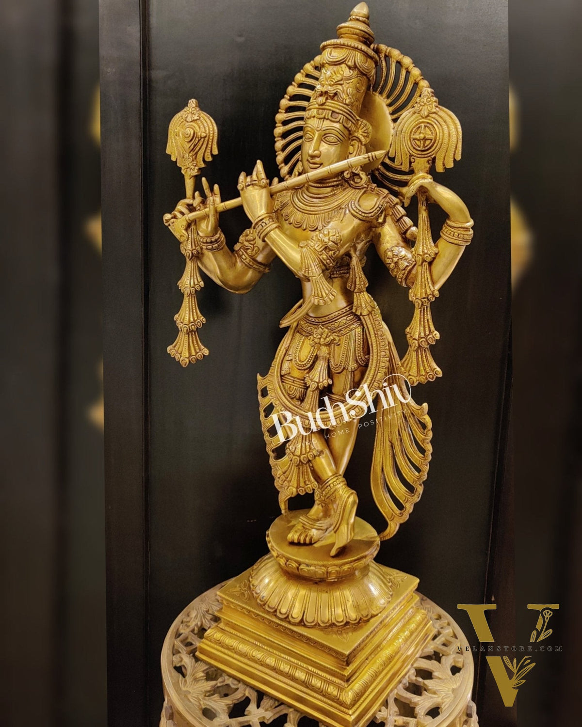 Krishna Charbhuja ( 4 arms ) Statue in Superfine Brass 31 inch