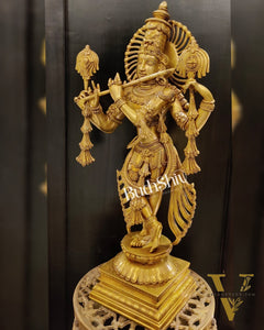 Krishna Charbhuja ( 4 arms ) Statue in Superfine Brass 31 inch