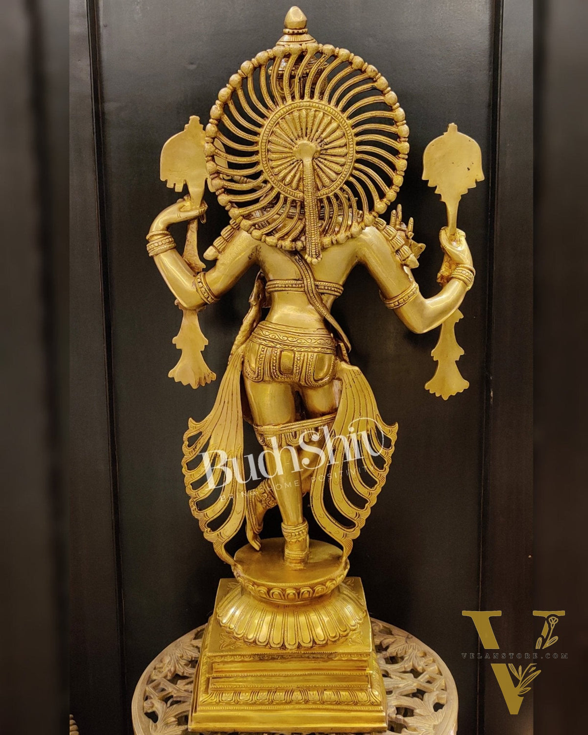 Krishna Charbhuja ( 4 arms ) Statue in Superfine Brass 31 inch