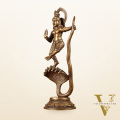 Krishna Dancing on Kaliya Naag Brass Idol 13"