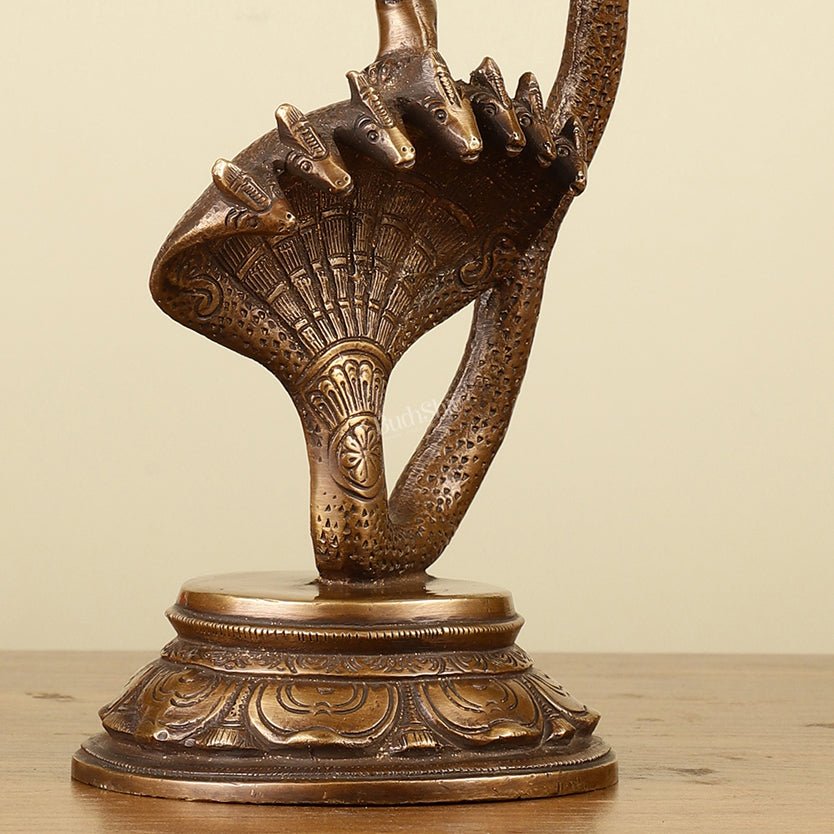 Krishna Dancing on Kaliya Naag Brass Idol 13"