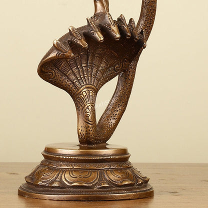 Krishna Dancing on Kaliya Naag Brass Idol 13"