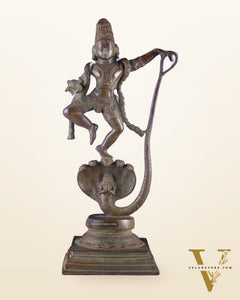 Krishna Dancing on Kaliya Naag: Brass Idol 20" kaliya daman