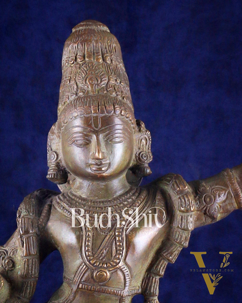 Krishna Dancing on Kaliya Naag: Brass Idol 20" kaliya daman