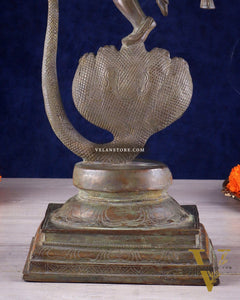 Krishna Dancing on Kaliya Naag: Brass Idol 20" kaliya daman