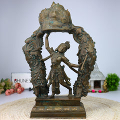 Bronze Lord Krishna Govardhan Idol, Panchaloha Gopal Ji Statue, Handmade Krishna Murti for Temple, Pooja, Office, Home Decor, Gifts, Brown, 17.5 Inch, 1 Piece