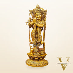 Krishna Handcrafted in Superfine Brass statue 20"