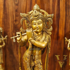Krishna Handcrafted in Superfine Brass statue 20"