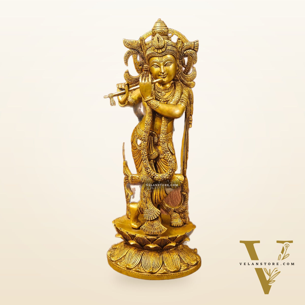 Krishna Handcrafted in Superfine Brass statue 20"