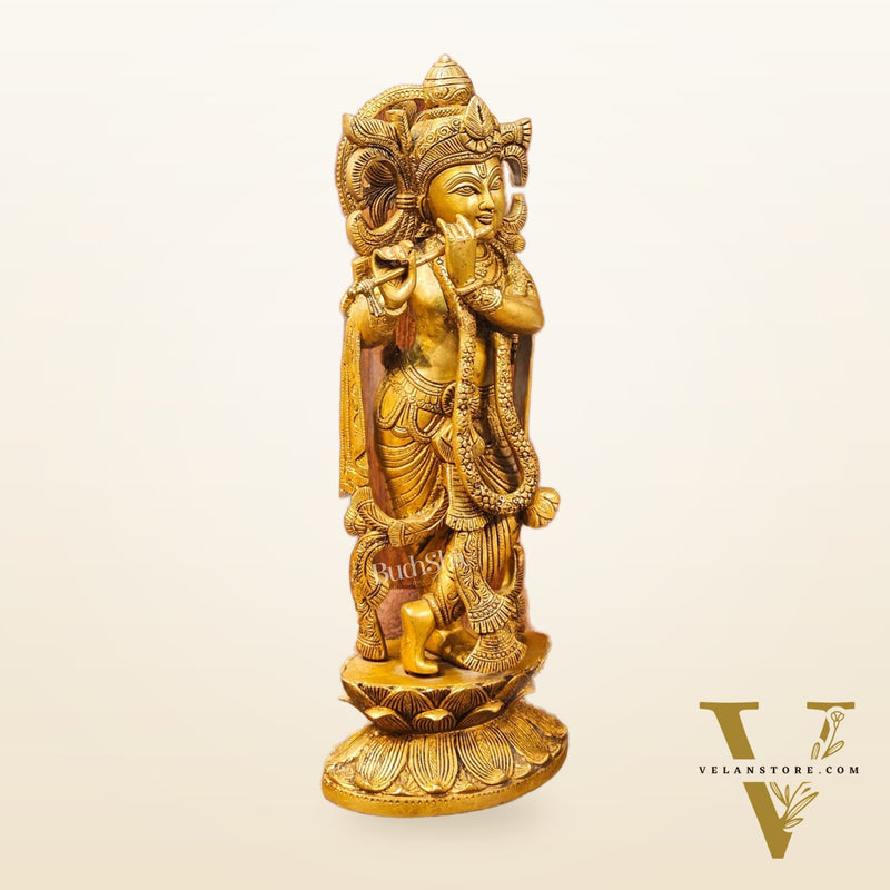 Krishna Handcrafted in Superfine Brass statue 20"