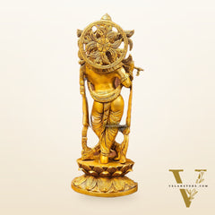Krishna Handcrafted in Superfine Brass statue 20"