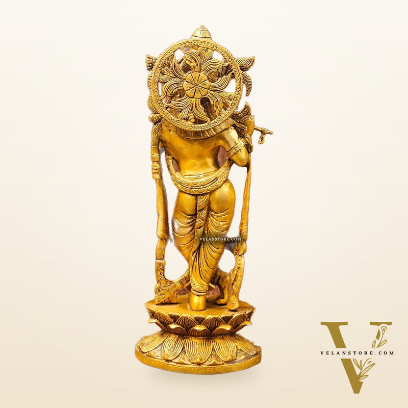 Krishna Handcrafted in Superfine Brass statue 20"