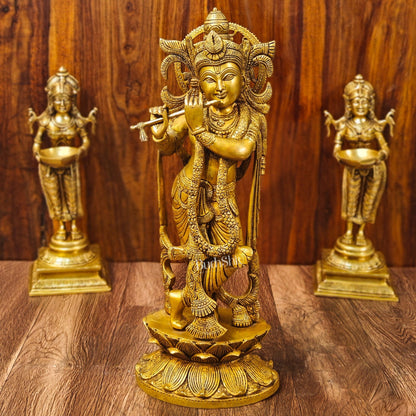 Krishna Handcrafted in Superfine Brass statue 20"