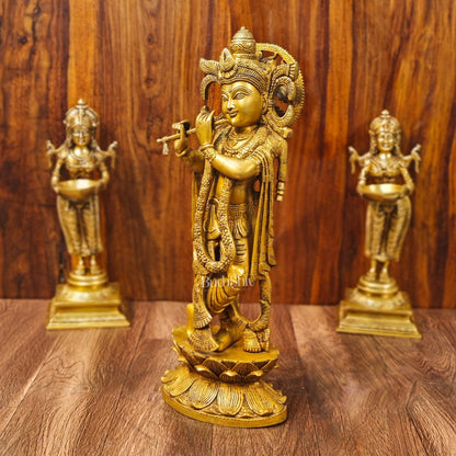 Krishna Handcrafted in Superfine Brass statue 20"