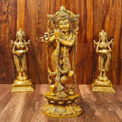 Krishna Handcrafted in Superfine Brass statue 20"