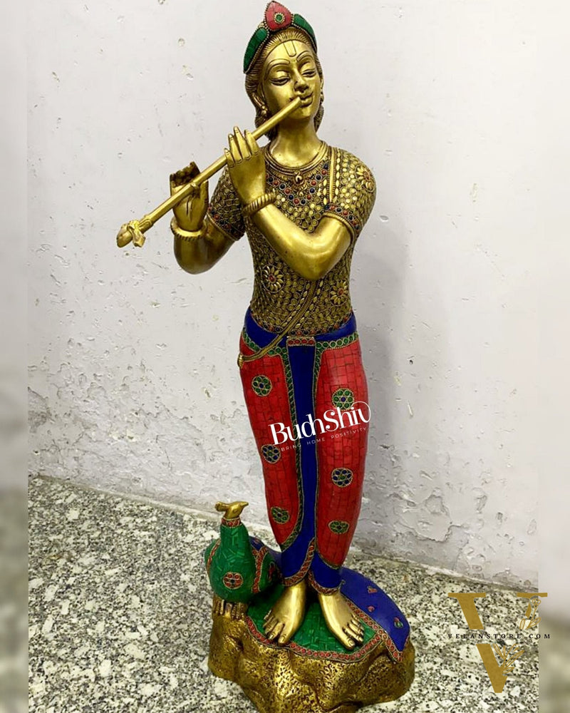 Krishna Murlidhar Brass Idol | Superfine Brass | Height 29 Inch