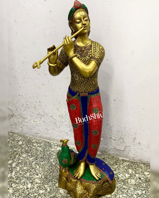 Krishna Murlidhar Brass Idol | Superfine Brass | Height 29 Inch