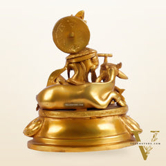 Krishna seated with a cow brass idol 8.5 inch