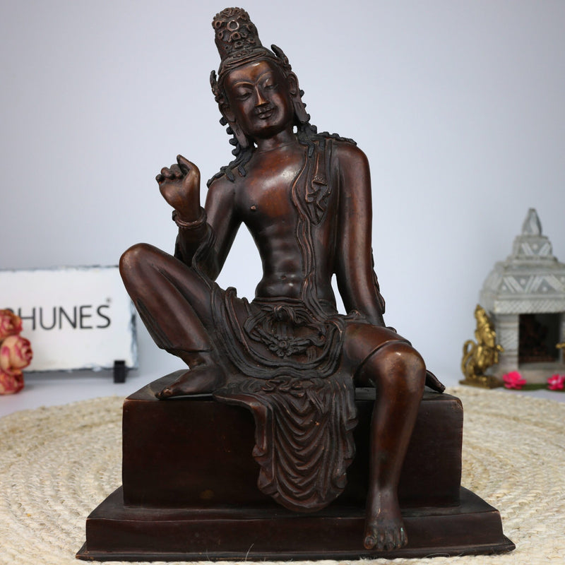 Brass Krishna Idol, Gopal Murti, Govinda Vigraham, Balakrishna Statue, Krishna Pratima for Pooja, Home & Temple Decor,Brown, 12 Inch, 1 Piece