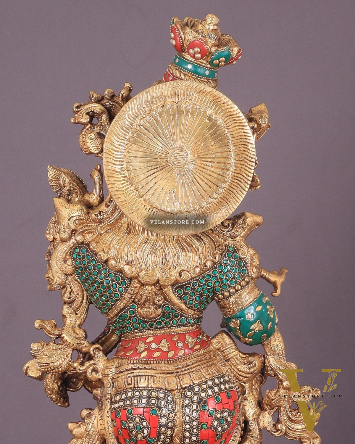 Krishna Statue with Lotus Base brass idol | 27 Inch | meenakari