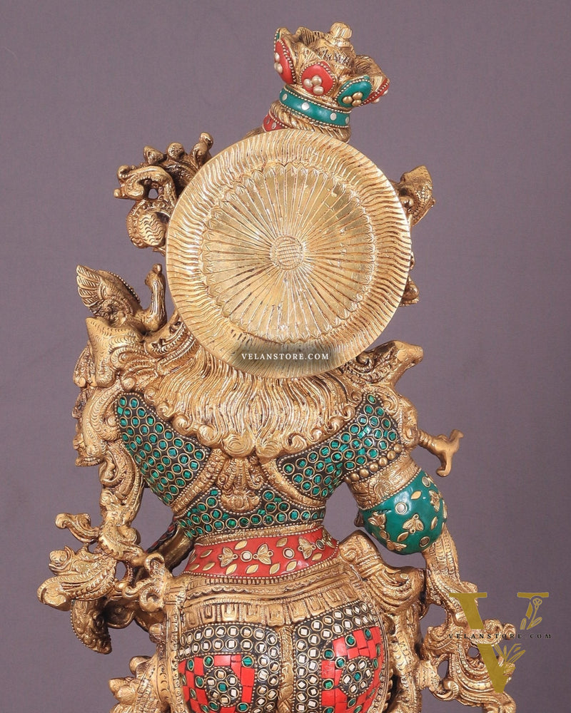 Krishna Statue with Lotus Base brass idol | 27 Inch | meenakari