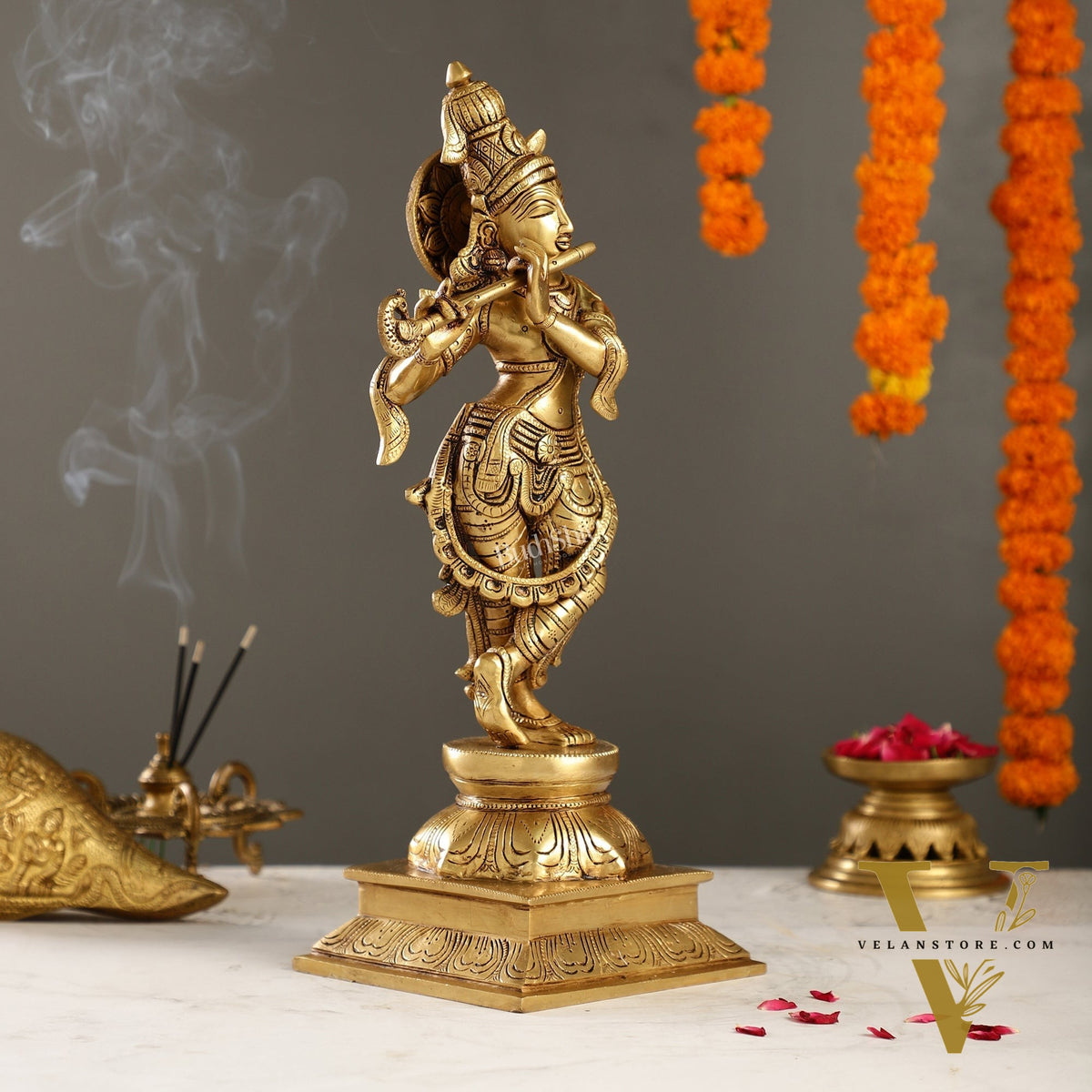 Krishna Superfine Brass Idol 15"