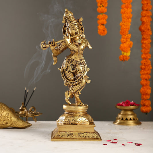 Krishna Superfine Brass Idol 15"