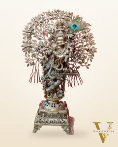 Krishna Superfine Brass Idol 36 inches With Kalpavriksha tree
