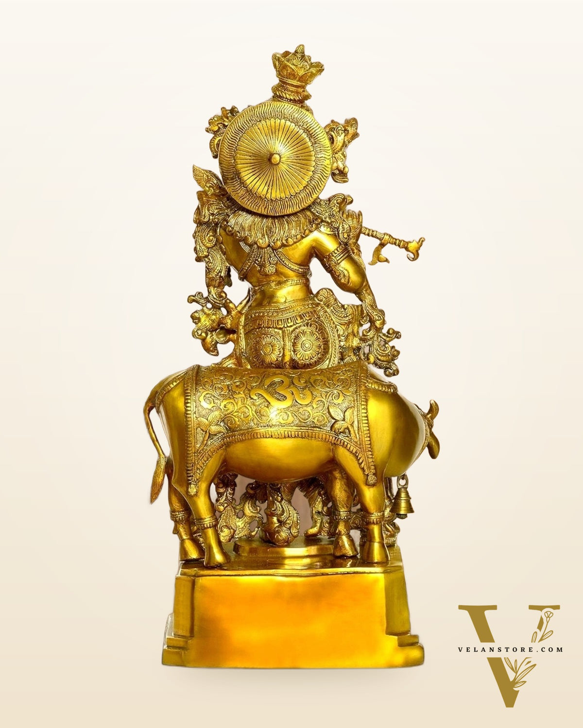 Krishna With Cow 28 inches brass idol