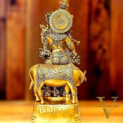Krishna With Cow 28 inches brass idol