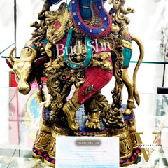 Krishna with Cow Brass Idol 27 inch