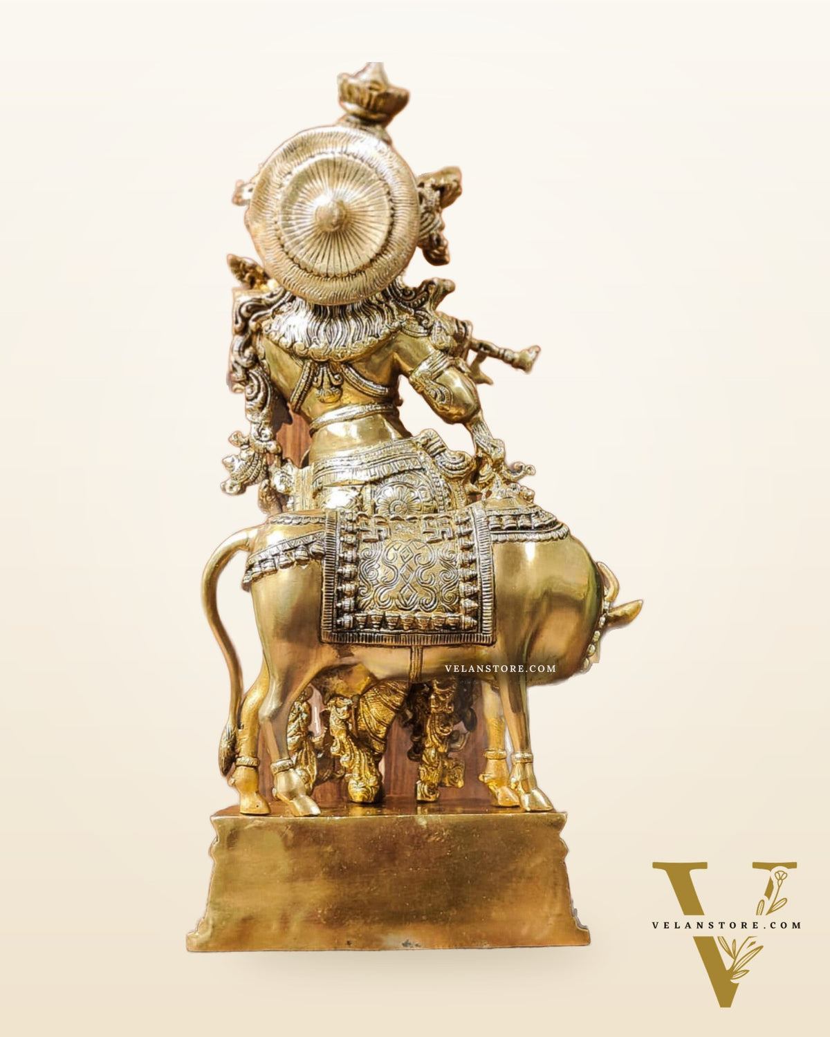 Krishna with Cow statue big 26"